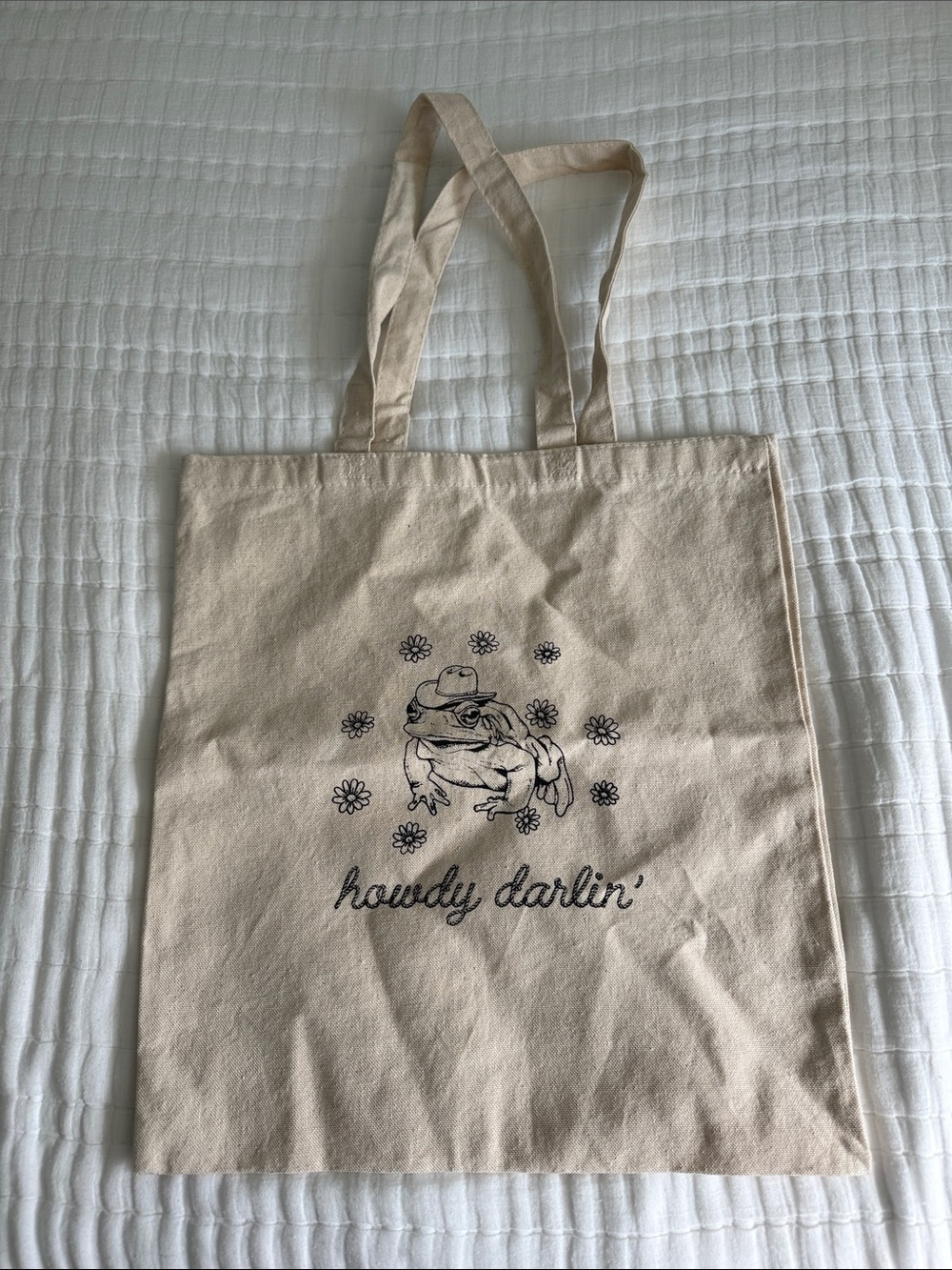 Howdy Darlin' Frog Canvas Tote - Natural